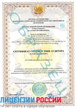Образец сертификата соответствия аудитора №ST.RU.EXP.00014299-1 Канаш Сертификат ISO 14001